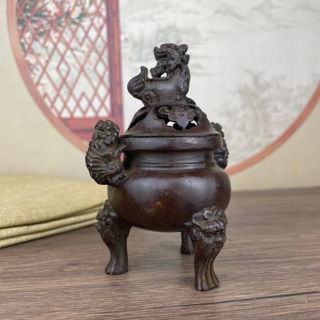 Exquisite Handmade Double-Eared Pixiu Incense Burner - Rare Collectible Art Piece