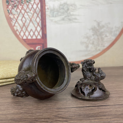 Exquisite Handmade Double-Eared Pixiu Incense Burner - Rare Collectible Art Piece