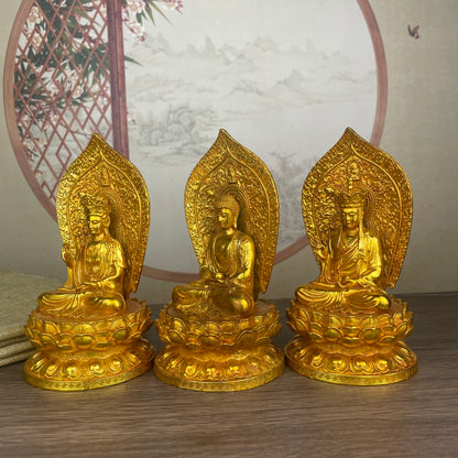 Three Hand-Carved Buddha Statues - Rare Art Pieces, Unique Gifts