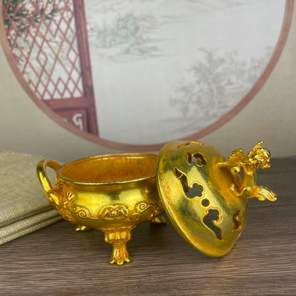 Lion Carved Incense Burner - Handcrafted Exquisite Art Piece, Perfect for Collection and Decoration