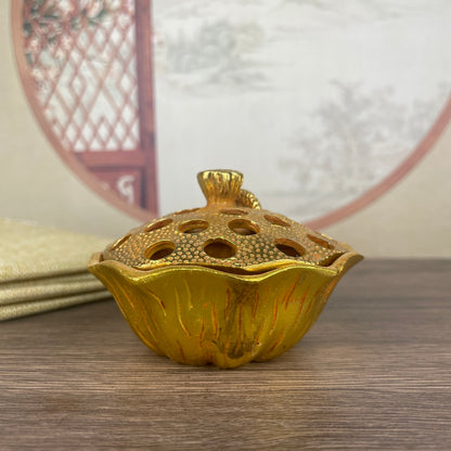 Exquisitely Carved Lotus Pod Incense Burner - Handcrafted Masterpiece, Unique Gift