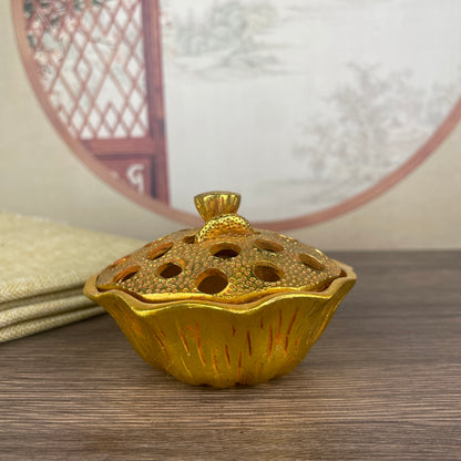 Exquisitely Carved Lotus Pod Incense Burner - Handcrafted Masterpiece, Unique Gift