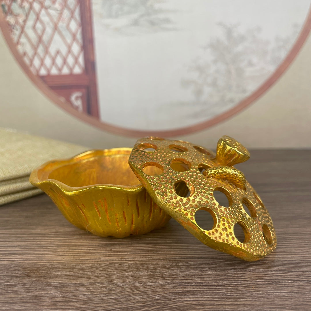 Exquisitely Carved Lotus Pod Incense Burner - Handcrafted Masterpiece, Unique Gift