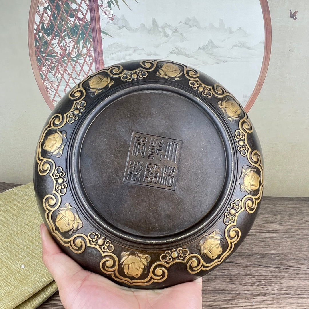 Exquisite Handcrafted Copper Plate of Eighteen Arhats - Unique Desktop Decor & Rare Collectible