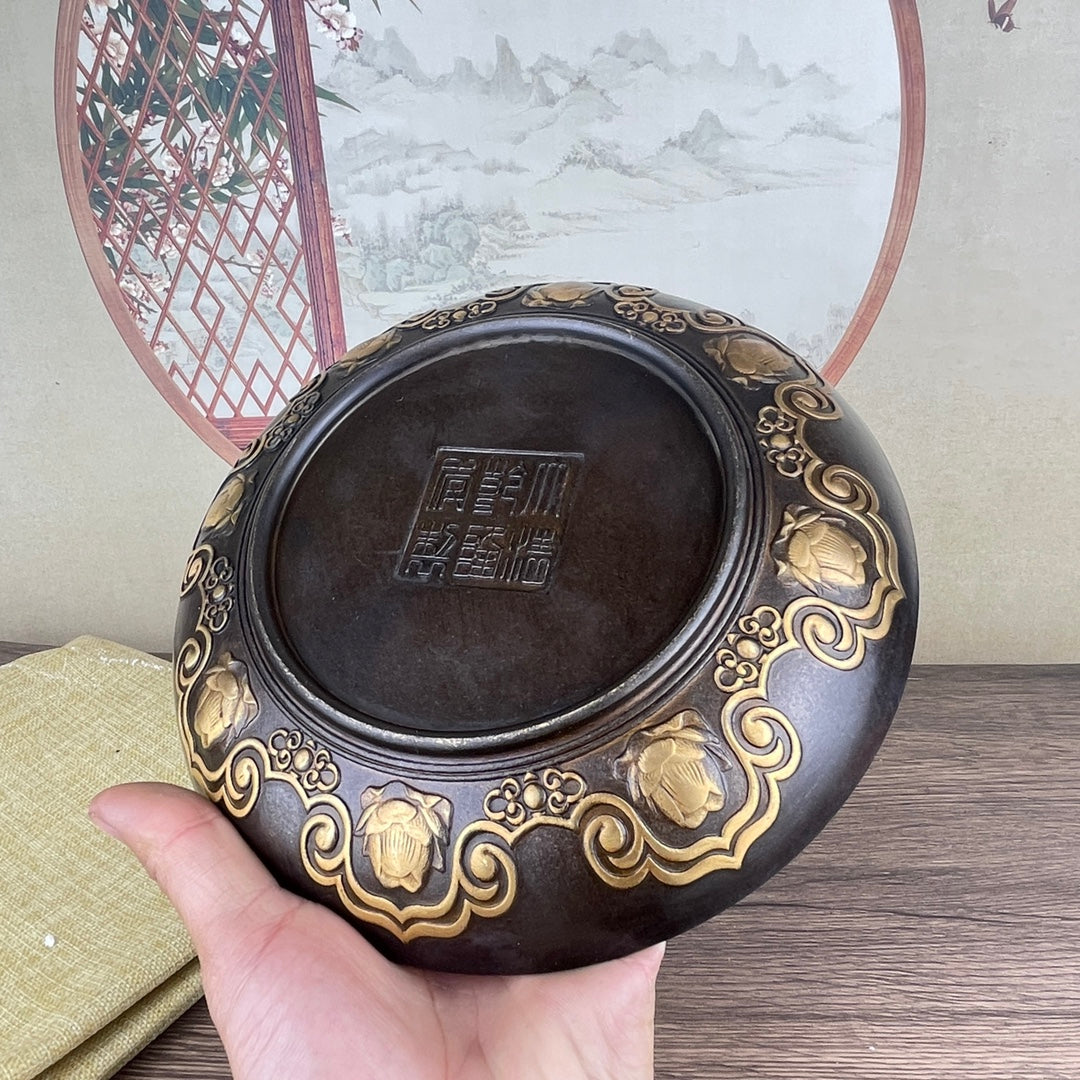 Exquisite Handcrafted Copper Plate of Eighteen Arhats - Unique Desktop Decor & Rare Collectible