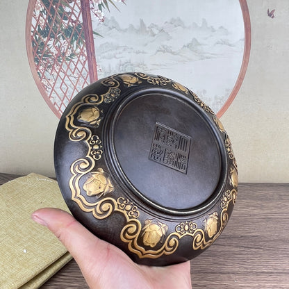 Exquisite Handcrafted Copper Plate of Eighteen Arhats - Unique Desktop Decor & Rare Collectible