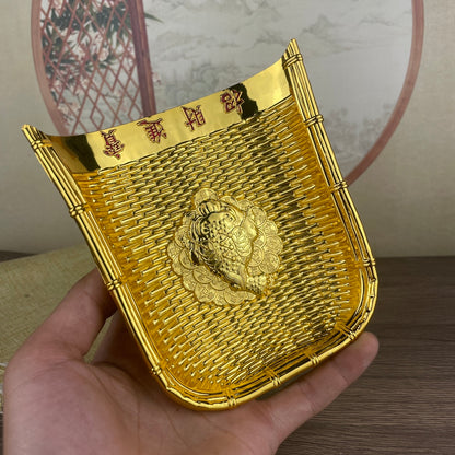 Handcrafted Golden Toad Dustpan Desk Ornament - Exquisite Decor Piece