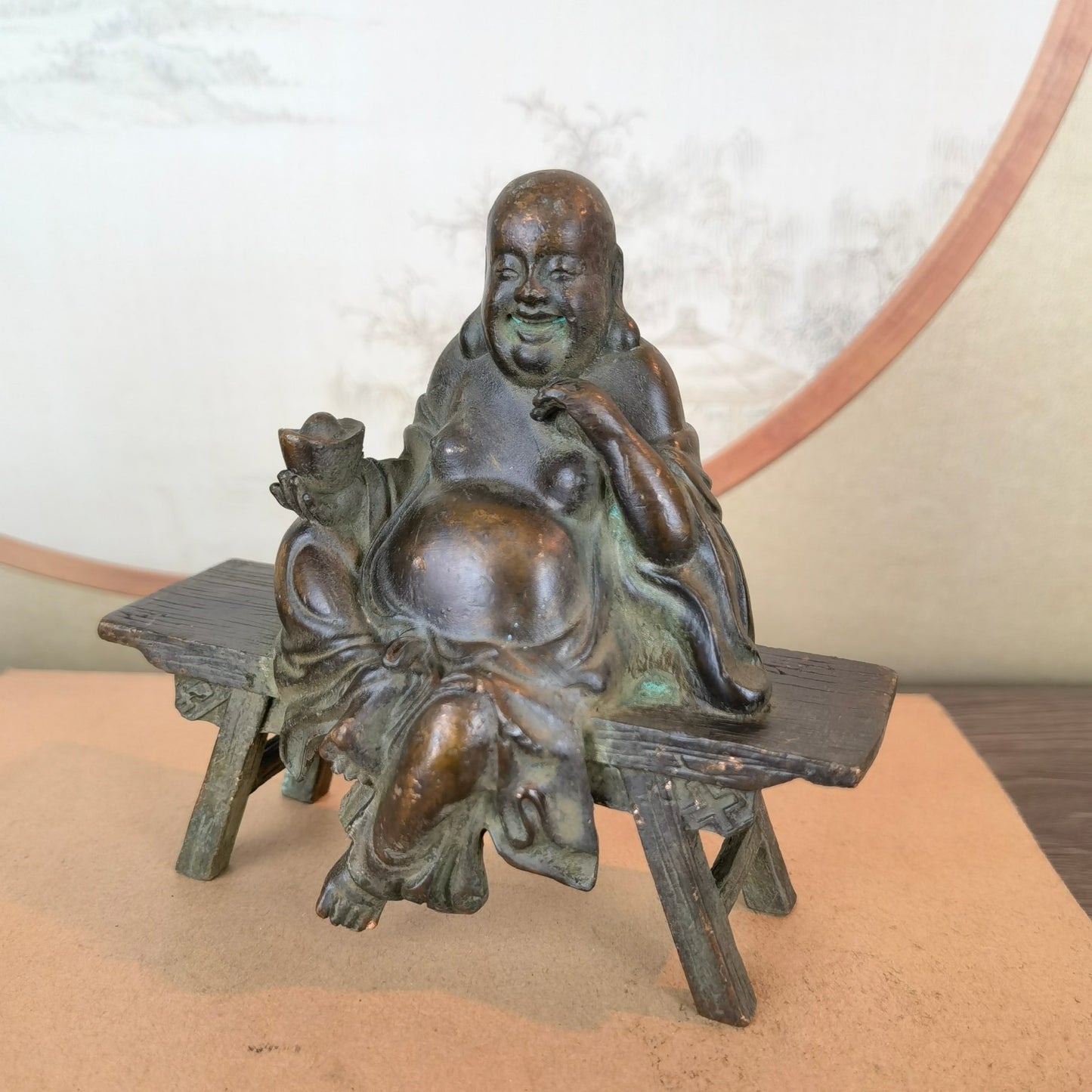 Large Seated Laughing Buddha Statue - Handcrafted, Rare, Exquisite Craftsmanship, Unique Gift