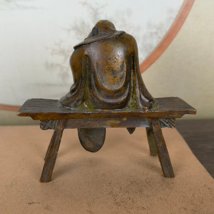 Handcrafted Maitreya Buddha Statue on Bench - Unique Gift, Rare Collectible, Home & Office Decor