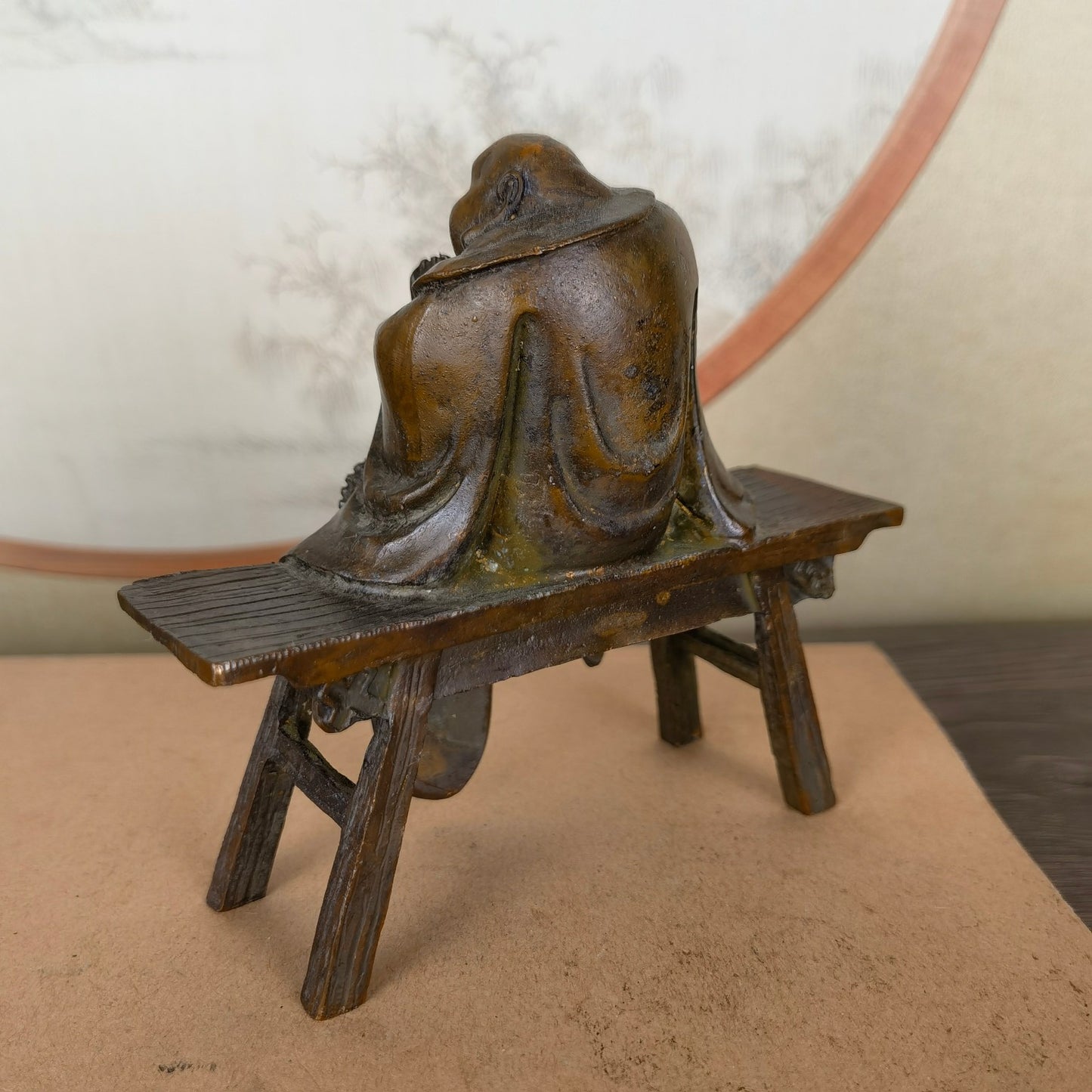 Handcrafted Maitreya Buddha Statue on Bench - Unique Gift, Rare Collectible, Home & Office Decor