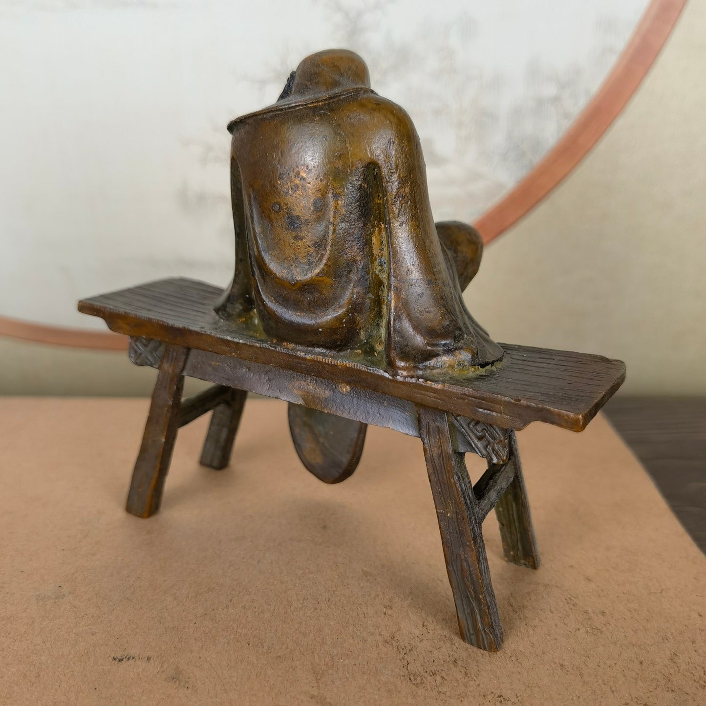 Handcrafted Maitreya Buddha Statue on Bench - Unique Gift, Rare Collectible, Home & Office Decor