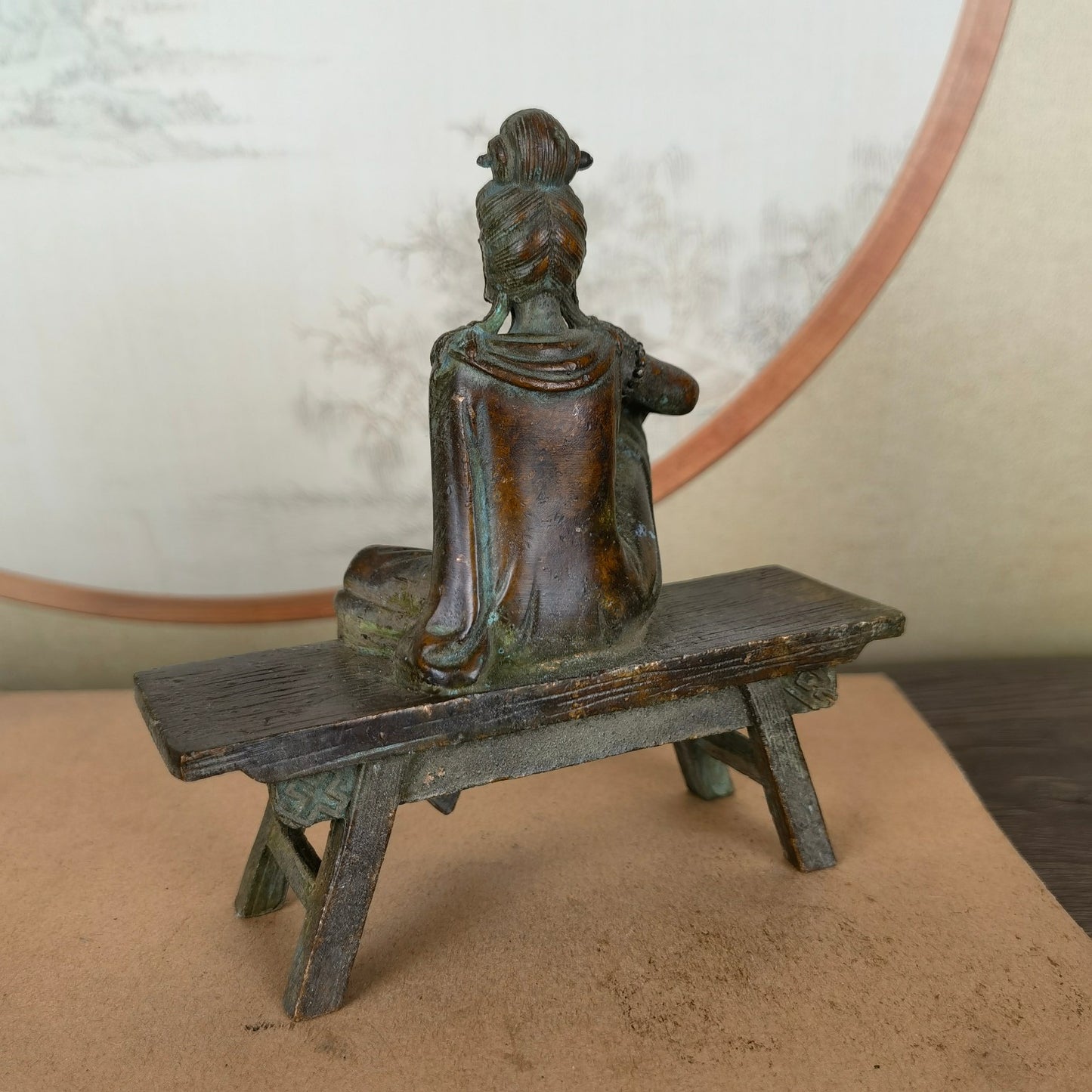 Handcrafted Guanyin Buddha Statue on Bench - Exquisite Craftsmanship, Unique Gift, Rare Collectible