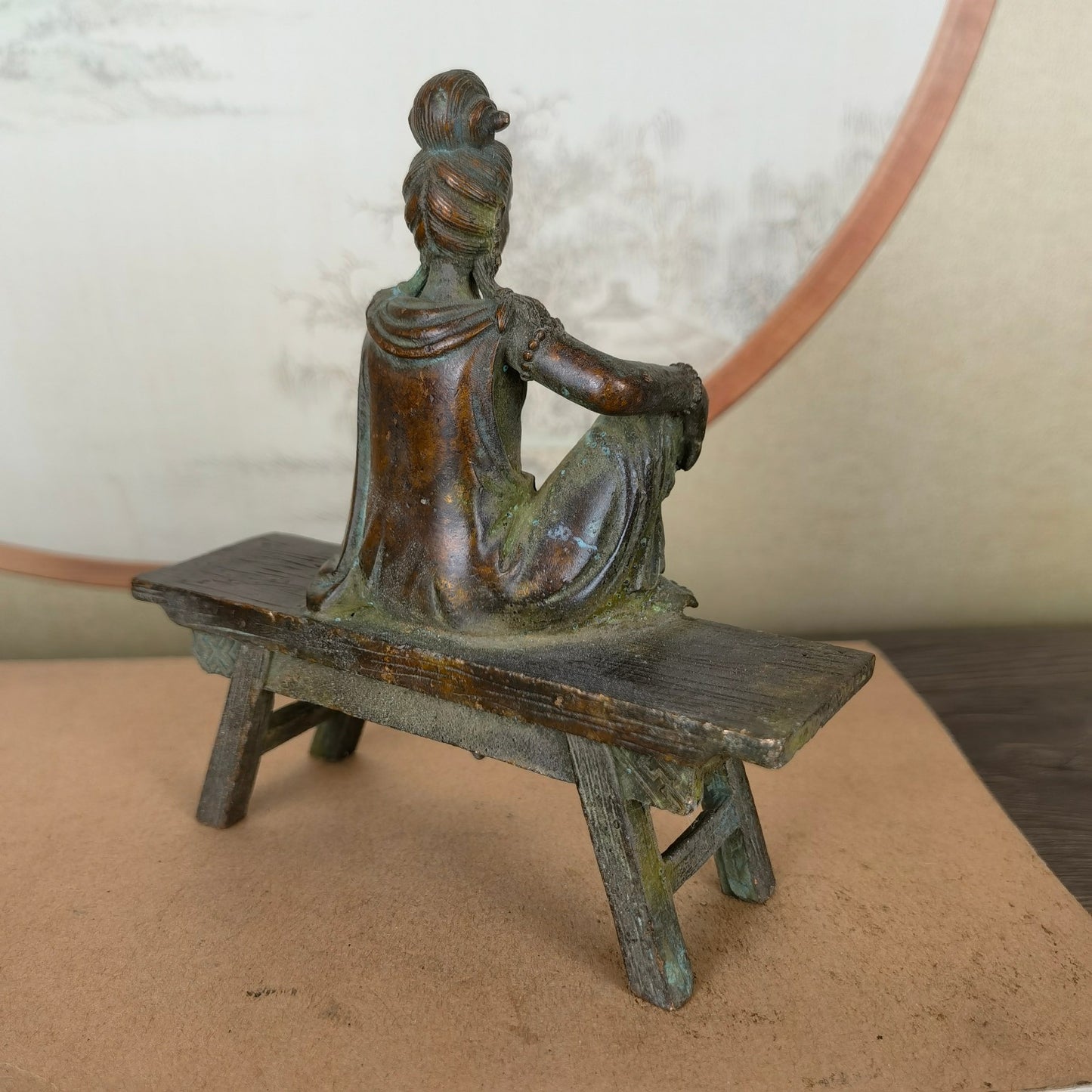 Handcrafted Guanyin Buddha Statue on Bench - Exquisite Craftsmanship, Unique Gift, Rare Collectible