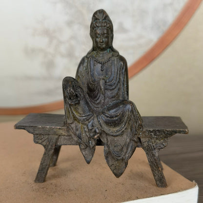 Mastercrafted Small Seated Kuan Yin Buddha Statue - Unique Gift and Collectible