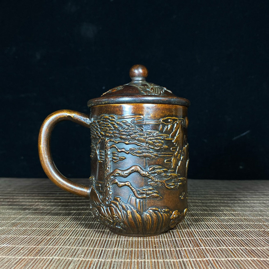 Exquisite Handcrafted Pure Copper Relief Tea Jar - A Unique Gift and Rare Collectible