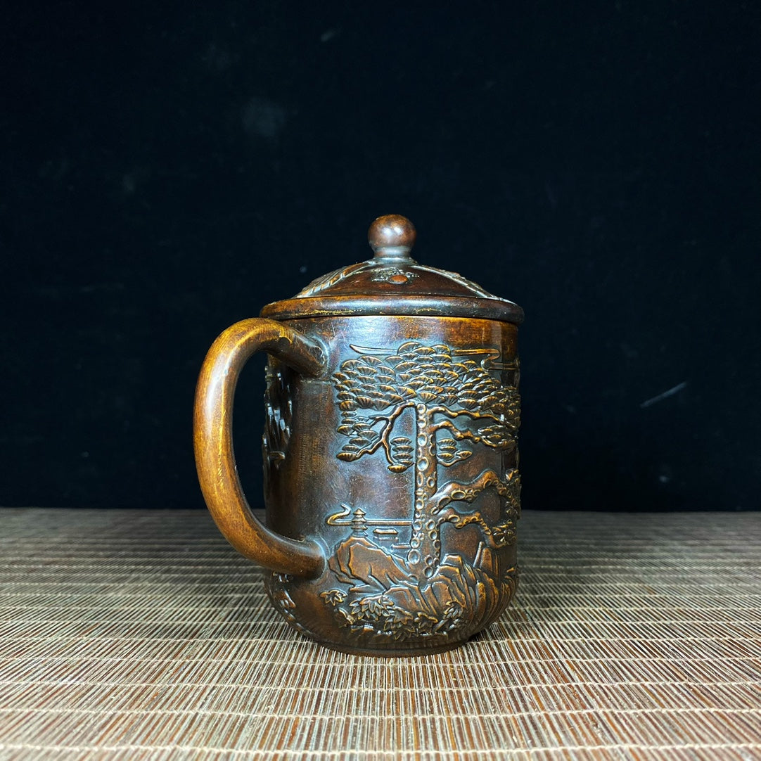 Exquisite Handcrafted Pure Copper Relief Tea Jar - A Unique Gift and Rare Collectible