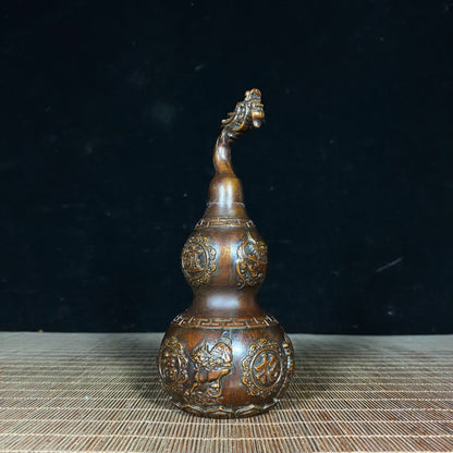 Exquisite Brass Pi Xiu Dragon Head Gourd Sculpture - Desktop Decoration