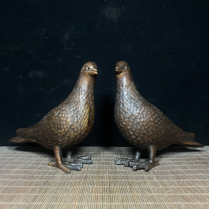 Exquisite Handcrafted Pair of Pure Copper Carrier Pigeon Statues - Unique Gift for Collectors and Decor Enthusiasts