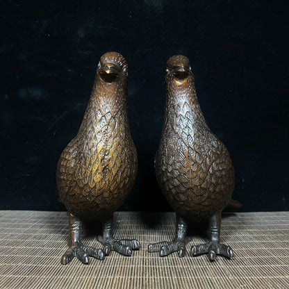 Exquisite Handcrafted Pair of Pure Copper Carrier Pigeon Statues - Unique Gift for Collectors and Decor Enthusiasts