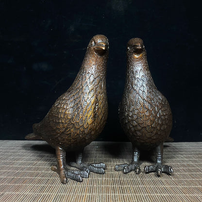 Exquisite Handcrafted Pair of Pure Copper Carrier Pigeon Statues - Unique Gift for Collectors and Decor Enthusiasts