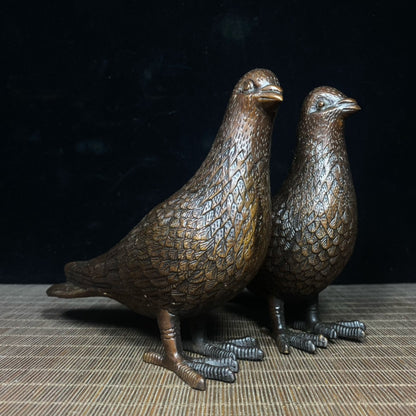 Exquisite Handcrafted Pair of Pure Copper Carrier Pigeon Statues - Unique Gift for Collectors and Decor Enthusiasts