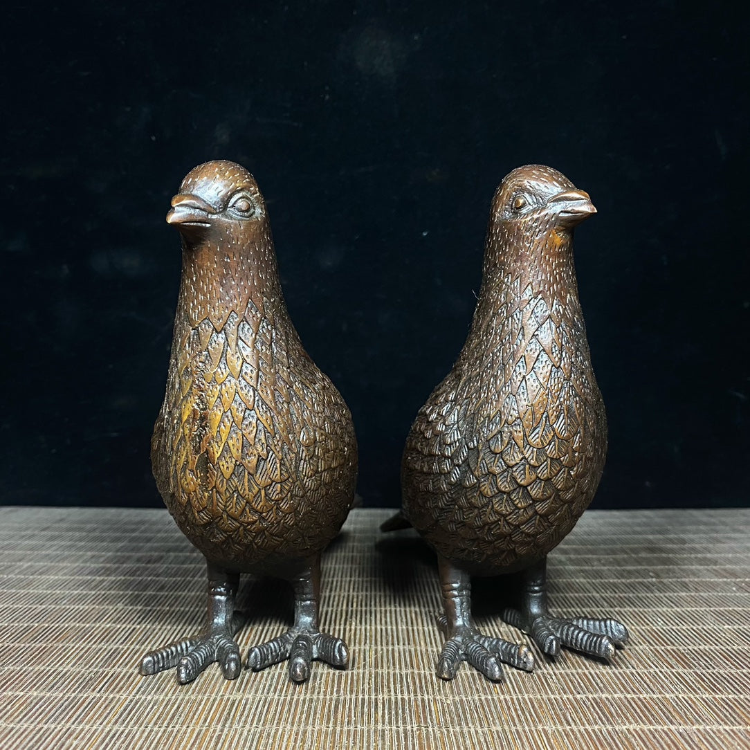 Exquisite Handcrafted Pair of Pure Copper Carrier Pigeon Statues - Unique Gift for Collectors and Decor Enthusiasts