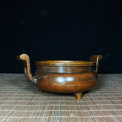 Exquisite Handcrafted Pure Copper Tripod Incense Burner - Unique Collectible Gift