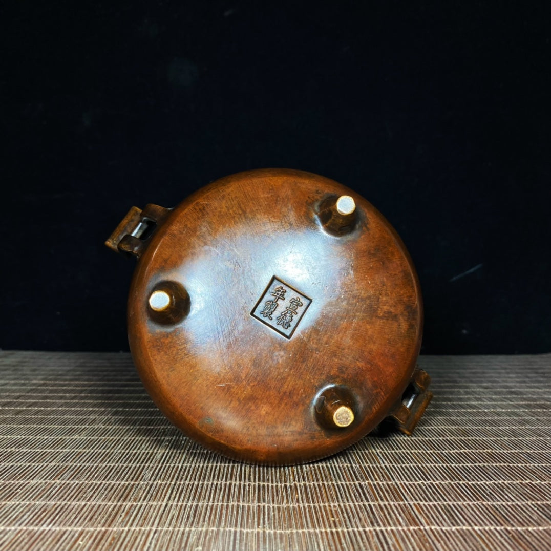 Exquisite Handcrafted Pure Copper Tripod Incense Burner - Unique Collectible Gift