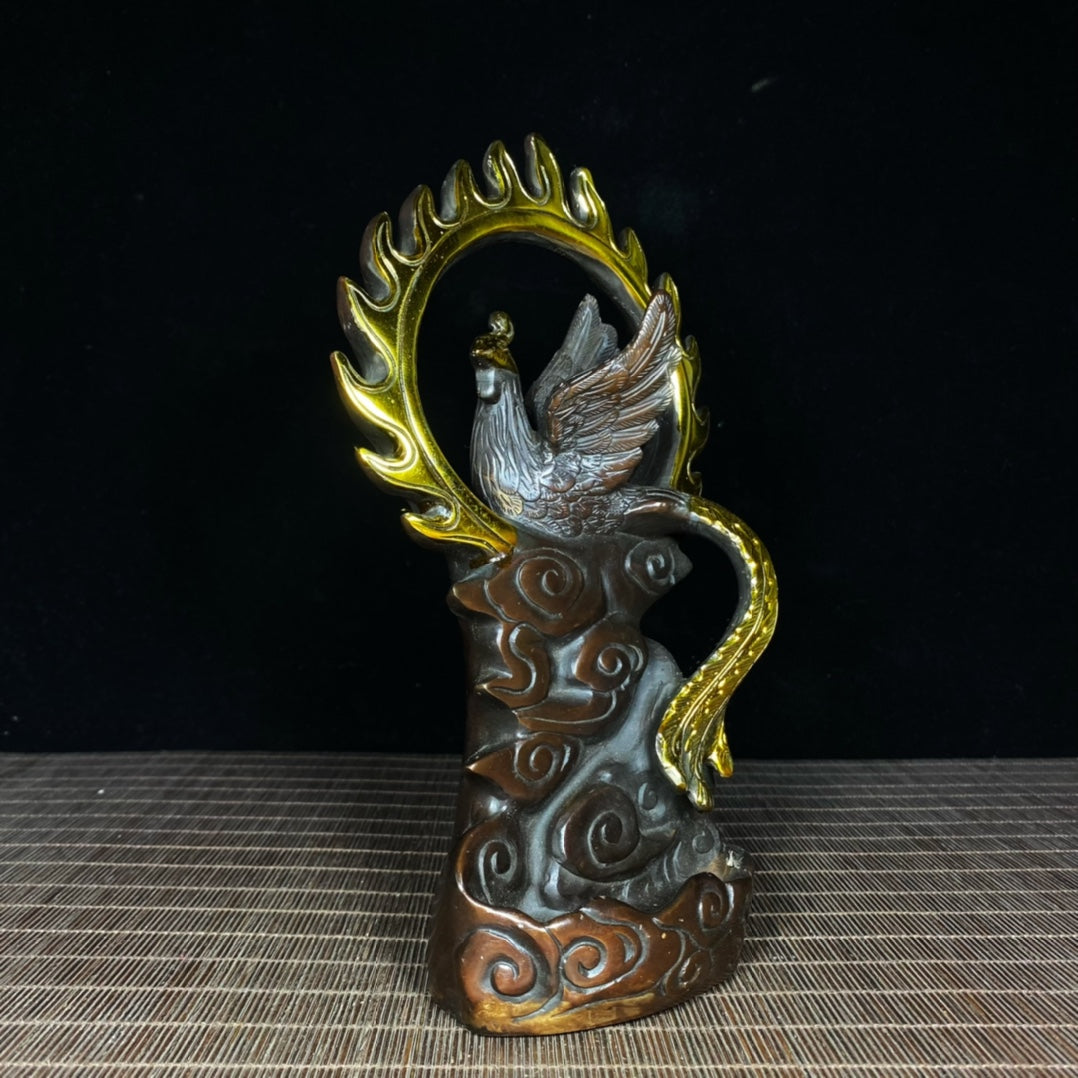 Phoenix Statue in Gilded Pure Copper - Exquisite Craftsmanship, Unique Gift