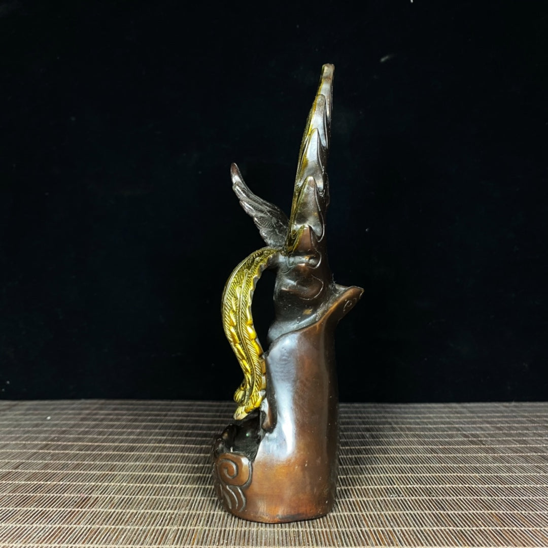 Phoenix Statue in Gilded Pure Copper - Exquisite Craftsmanship, Unique Gift