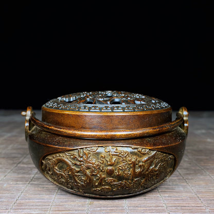 Elegant Handcrafted Pure Copper Dragon and Phoenix Hand Warmer