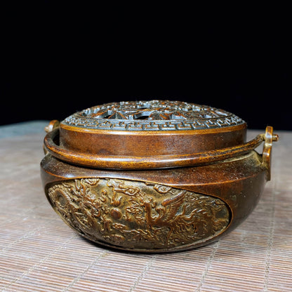 Elegant Handcrafted Pure Copper Dragon and Phoenix Hand Warmer