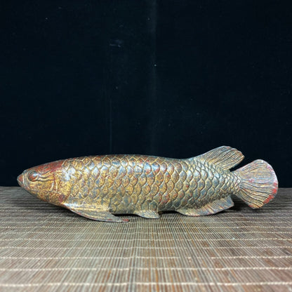 Antique Bronze-Gilt Gold Dragon Fish Statue - Exquisite Handcrafted Art, Unique Gift, Rare Collectible