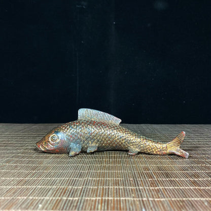 Exquisite Handcrafted Bronze Wheat Fish Statue - Unique Collectible & Gift