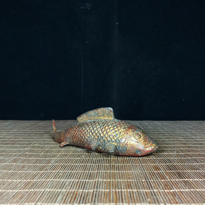 Exquisite Handcrafted Bronze Wheat Fish Statue - Unique Collectible & Gift