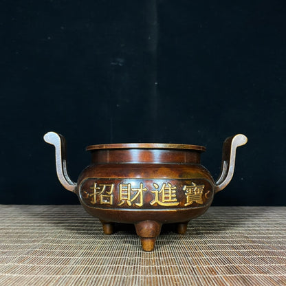 Exquisite Handcrafted Gilded Pure Copper Incense Burner – Symbol of Blessings and Good Fortune