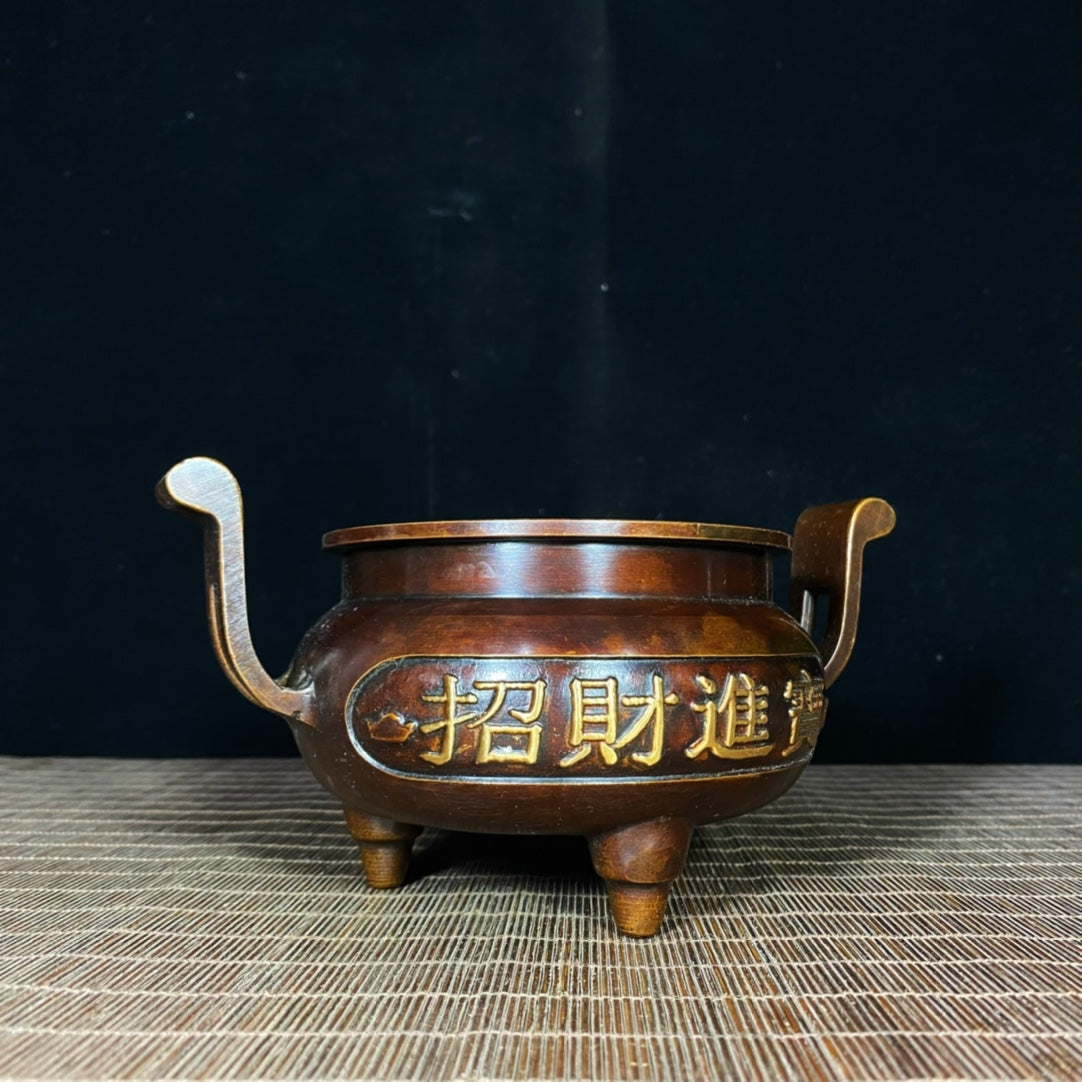 Exquisite Handcrafted Gilded Pure Copper Incense Burner – Symbol of Blessings and Good Fortune