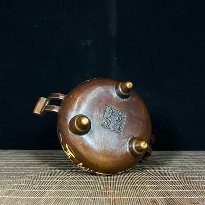 Exquisite Handcrafted Gilded Pure Copper Incense Burner – Symbol of Blessings and Good Fortune