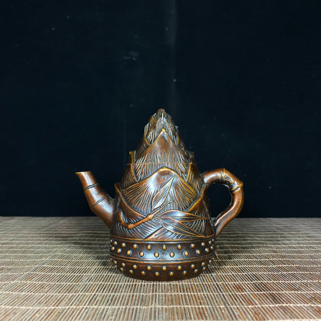 Handcrafted Pure Copper Bamboo Shoot Teapot - Exquisite Craftsmanship, Unique Gift, Rare Collectible