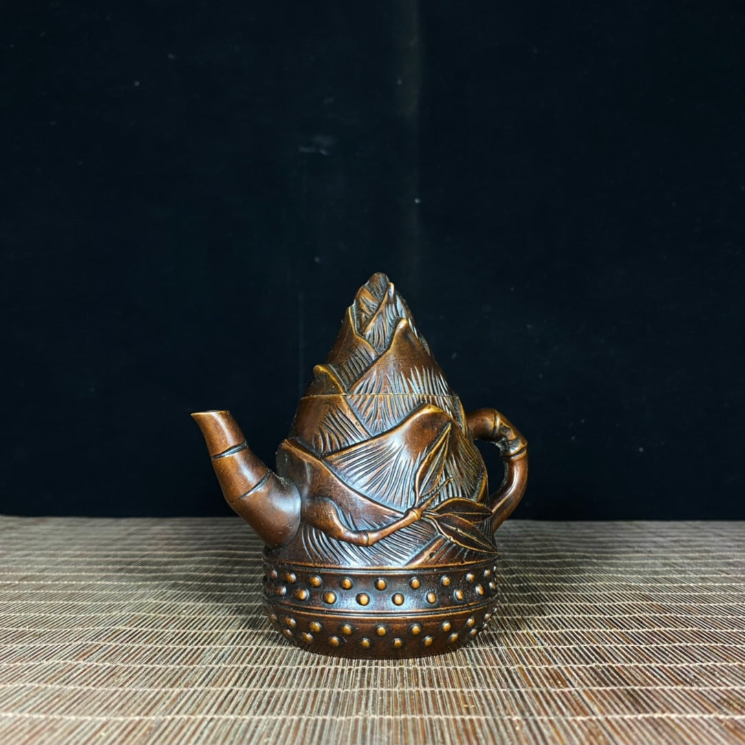 Handcrafted Pure Copper Bamboo Shoot Teapot - Exquisite Craftsmanship, Unique Gift, Rare Collectible