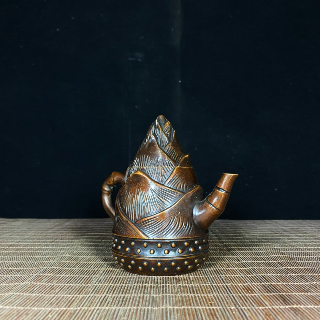 Handcrafted Pure Copper Bamboo Shoot Teapot - Exquisite Craftsmanship, Unique Gift, Rare Collectible