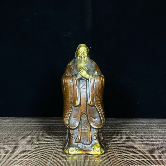 Pure Copper Gilded Confucius Statue - Rare Handcrafted Art Piece, Unique Gift