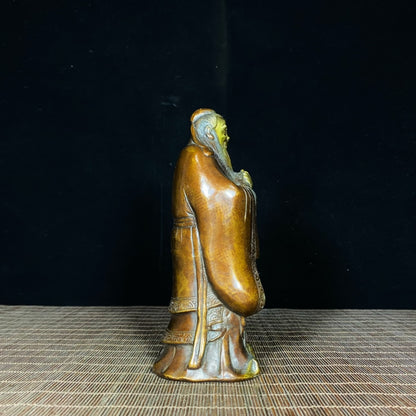 Pure Copper Gilded Confucius Statue - Rare Handcrafted Art Piece, Unique Gift