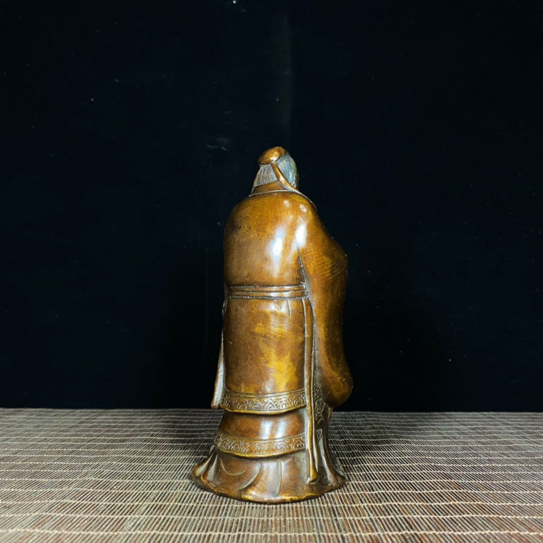 Pure Copper Gilded Confucius Statue - Rare Handcrafted Art Piece, Unique Gift