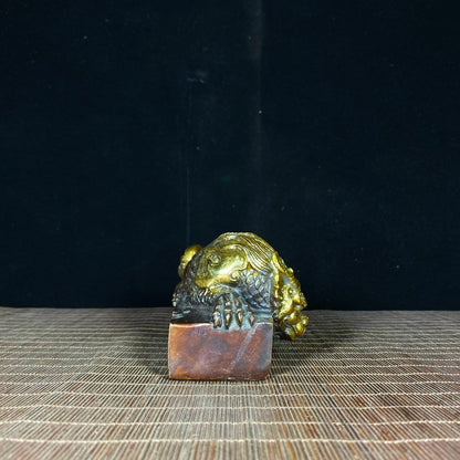 Exquisite Handcrafted Copper Gilded Chiwen Paperweight - Unique Collectible Gift