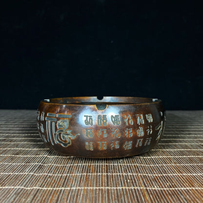 Exquisite Handcrafted Pure Copper "Fu" Character Ashtray - Unique Gift & Home Decor