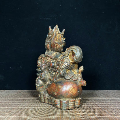 Exquisite Handcrafted Copper Kilin Sculpture - Symbol of Wealth and Success