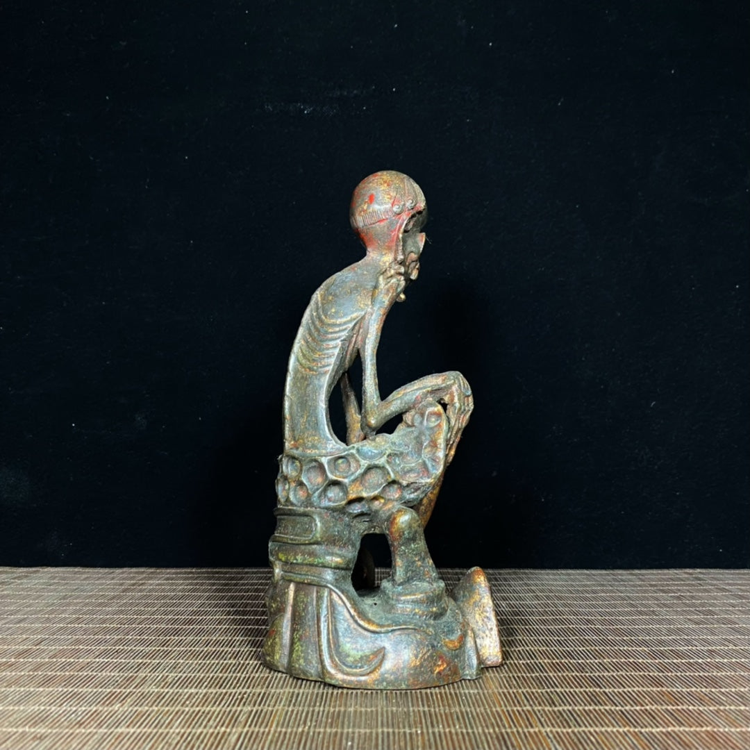 Exquisite Antique Emaciated Arhat Bodhidharma Statue - Masterful Craftsmanship, Handcrafted, Rare Unique Gift