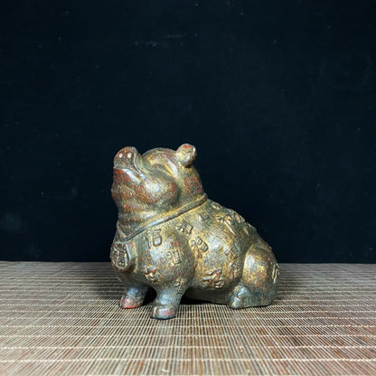 Rare Antique Handcrafted Pig Statue - Exquisite Craftsmanship & Unique Gift