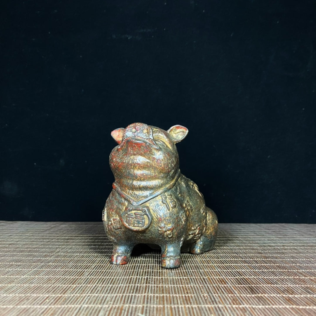 Rare Antique Handcrafted Pig Statue - Exquisite Craftsmanship & Unique Gift